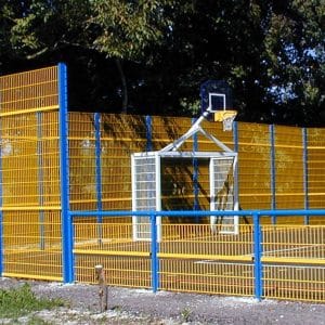 multibane, boldbane med blå stolper